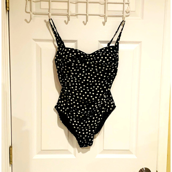 Bond Eye Australia Women's One Piece Swimsuit Black and White Polka Dots 6 D/DD - Picture 1 of 5